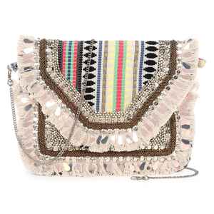 Stylish Bohemian Clutch Shell and Bead Handmade Purse with Tassels for Ethnic Wear Festivals and <b>Wedding</b> <b>Guest</b> Looks - Product Image 1