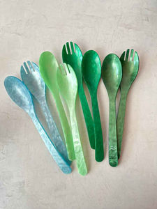 Ensemble de service à salade en résine tendance, cuillère et fourchette en acrylique vert, vaisselle de table, outil de restauration, vente en gros, nouveau produit en stock - Product Image 5
