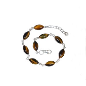 Tiger Eye 925 Sterling Silver Gemstone <b>Adjustable</b> <b>Bracelet</b> Tiger <b>Bracelet</b> Marquise Shape Jewelry Handmade <b>Bracelet</b> Jewelry - Product Image 1