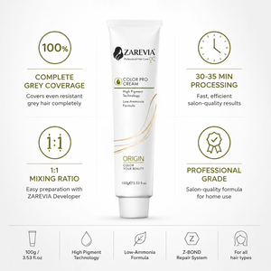 ZAREVIA Crema Colorante Professionale 2-in-1 Permanente per Capelli, Basso Contenuto di <span class=keywords><strong>Ammoniaca</strong></span>, Colori Ricchi e Vibranti, 100ml per Uomini e Donne - Product Image 3