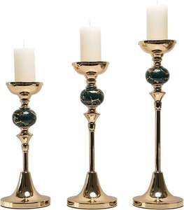 Candlestick Desk Decor Cone Holder Stand Metal Candle Stand Iron Art Candle Holder Pillar Candle Gold Table Decor Gold Trim - Product Image 5