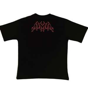 T-shirt pour homme, style streetwear gothique, imprimé démon et flamme, style punk rock, groupe de heavy metal, style urbain, coupe régulière, 100% coton tricoté - Product Image 1