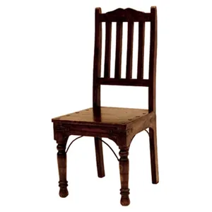 تخفيض كبير 2024 تصميم عصري كرسي طعام من خشب المانجو الطبيعي الصلب مع أرجل خشبية منحوتة للمنزل الفندق المطعم منطقة الطعام