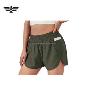 Shorts Deportivos Transpirables de Cintura Alta para Mujer, Diseño Personalizado OEM, con Bolsillo para Teléfono, Ligeros, de Secado Rápido, de Algodón/Fibra de Bambú - Product Image 3