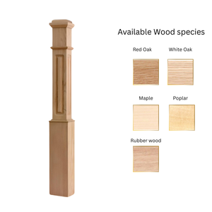 Pièces d'escalier en bois personnalisées 4091RP boîte primd peuplier réglable Newel panneau routé détail petit quantité minimale de commande acceptant des commandes personnalisées EFS - Product Image 2