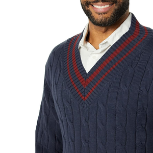 À la mode respirant style rayé tricoté respirant Cabel tricot pull de cricket coton coupe ample tricoté pull de cricket - Product Image 5