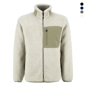 Venta al por mayor de chaqueta de lana Sherpa para hombre con cremallera y bolsillo en el pecho, ropa de abrigo de invierno cálida con logotipo personalizado, moda informal, suministro OEM - Product Image 1