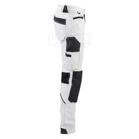 Pantalón de trabajo de algodón transpirable personalizado en color blanco, talla grande, con múltiples bolsillos tipo cargo.