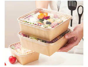 Disposable Round Kraft Paper Bowl with PET Lid 500ml/750ml/1000ml for Snack Salad Fruits Food <b>Container</b> for Eu market - Product Image 5