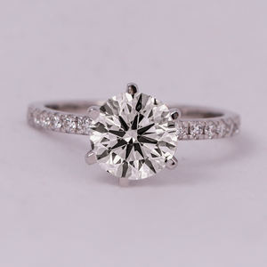 Anillo de compromiso de ajuste pavimentado de diamante cultivado en laboratorio cortado 18KT chapado en oro sólido IGI certificado 1,0-1,5 TCW regalo de acento de estilo moderno - Product Image 1