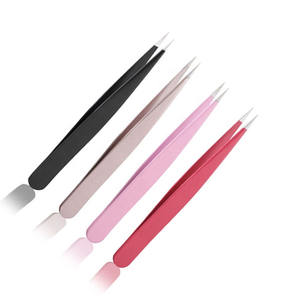 Pinzas de extensión de pestañas postizas de acero Rosa recién llegados personalizadas 2025 pinzas rectas de maquillaje de extensión - Product Image 3