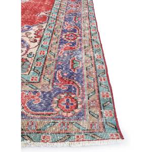 Tapis en laine vintage 9x12 rouge et orange, noué à la main, motif médaillon, pour salon ou couloir, tissage rectangulaire - Product Image 4