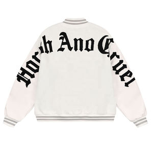 Chaqueta universitaria de béisbol con letras de calidad superior superventas, chaqueta de invierno con bordado de lana genuina, lana genuina - Product Image 2