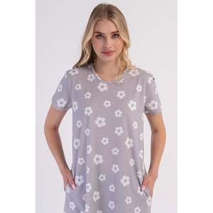 KADIN P.SUPREM O YAKA KISA KOL ETEGI OVAL CEPLI TUNIK - สีเทา - สีเทา - Product Image 2