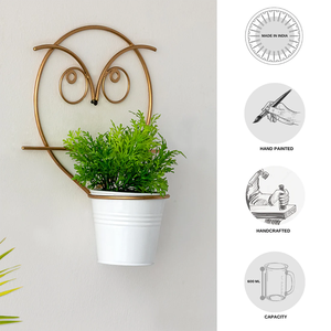 Ensemble de pots de fleurs muraux en fer galvanisé de 10 pouces, design rond avec finition laiton pour la décoration de la maison et du jardin, support de pot de fleurs - Product Image 6