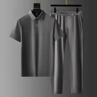 Costume deux pièces à manches courtes en soie glacée ultra-fine et séchage rapide, avec logo personnalisé brodé ou imprimé, idéal pour l'export.