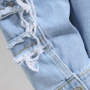 <b>Men's</b> Casual Daily Wear Distressed Denim <b>Jacket</b> Button up Ripped Pocketed <b>Long</b> Sleeve Stylish Comfortable Outerwear Fashion - Product Image 4
