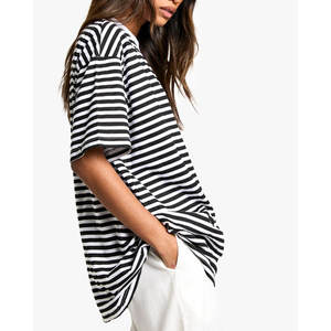 เสื้อยืดผู้หญิงผ้าคอตตอน100% ลายโลโก้ออกแบบได้ตามต้องการเสื้อยืดโอเวอร์ไซส์ระบายอากาศได้ - Product Image 3