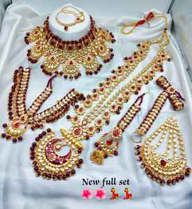 TRADITIONAL & FANCY ANTIQUE DESIGNER <b>BRIDAL</b> JEWELLERY GOLD PLATED and CZ ZIRCON <b>BRIDAL</b> WEDDING <b>NECKLACE</b> <b>SET</b> and FORWOMEN & GIRL - Product Image 2