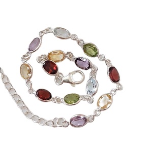 Collier de pierres précieuses multiples Collier plaqué or Cadeau de Saint-Valentin pour ses bijoux Collier de pierres de naissance Alexandrite fait main - Product Image 1