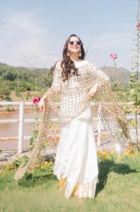 Élégante Écharpe en Tissu Net Personnalisable (Couleur et Taille) à Motif Uni, Respirante, Légère, de Haute Qualité, Durable et Longue, Style Traditionnel - Product Image 2