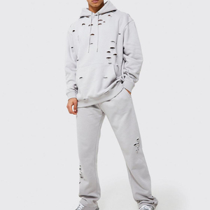 Conjunto de Sudadera con Capucha y Pantalones Deportivos de Invierno Personalizados, Chándal con Bordado Desgastado, Apliques, Lavado Ácido, 100% Algodón, para Mujer y Hombre - Product Image 5