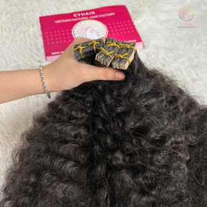 Extensions de cheveux humains bouclés Remy birmanes à bandes adhésives, 22 pouces, double trame machine, 100% cheveux vierges vietnamiens - Product Image 6