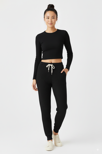 Pantalones de Invierno para Mujer, Tejido de Punto Acanalado, Ecológicos, Transpirables, Holgados, Tipo Jogger, Cintura Elástica con Cordón, Tela Suave al Tacto - Product Image 5