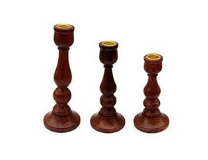 Juego de 3 candelabros de madera rústica de color blanco personalizado portavelas de blanqueamiento de pilar para velas de Pilar - Product Image 2