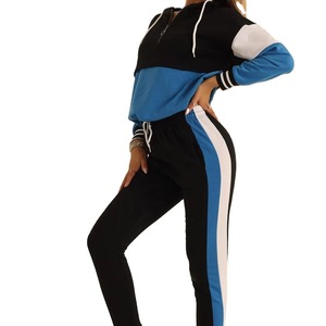 Meilleures ventes Survêtement Colorblock à séchage rapide pour femmes Sports Active Wear avec hauts courts Survêtements - Product Image 1