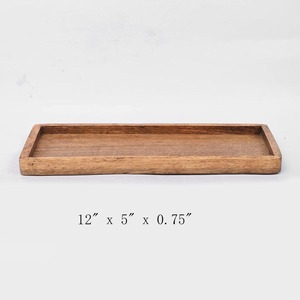 Plato para servir de madera de mango con borde elevado-Juego de 3 para exhibir frutas - Product Image 5