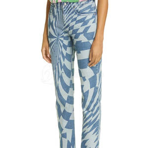 Haute qualité confortable femmes mi jean pantalon respirant dernière conception Logo décoration OEM Service lavé techniques taille XL - Product Image 5