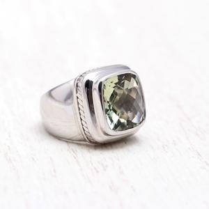 Élégant 925 solide bague en argent Sterling nouvelle forme de coussin avec améthyste pierre précieuse vert bijoux fins cadeau pour les mariages - Product Image 2