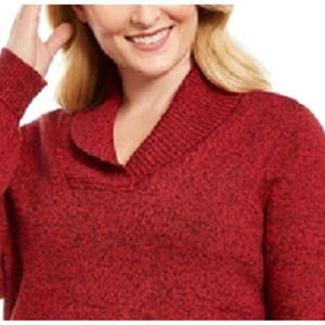 Felpa da Donna Karen Scott XS, Rosso Brillante, Collo a Scialle, Tessuto Lavorato a Maglia Anti-Pilling, Design Invernale con Ricamo 3D, Taglia Unica - Product Image 2