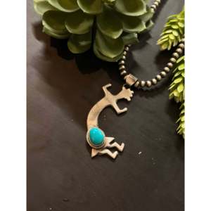 Pendentif Rick Tolino en turquoise Kingman et argent sterling, design animalier tendance avec chaîne à maillons, cadeau religieux - Product Image 3