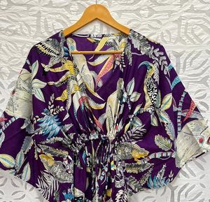 Couverture de plage ethnique pour femmes à la main en coton biologique longueur au sol robe de nuit longue courte Caftan singe bloc imprimer robes décontractées - Product Image 1