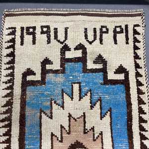 Alfombra Herki de 2.7x11.2 pies, Alfombra Turca Vintage, Alfombra Floral Azul Marrón - Product Image 3