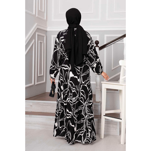 Lina Patterned <b>Viscose</b> <b>Hijab</b> Dress Black - Product Image 6