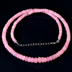 Collier de perles d'opale de feu rose naturelle avec chaîne en argent bijoux en pierres précieuses véritables multicolores cadeau parfait pour les femmes - Product Image 4