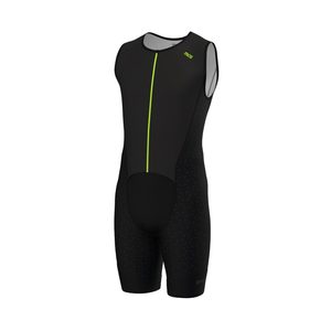 Combinaison de triathlon sans manches pour homme, noir jais, avec short à bretelles et collants intégrés - Product Image 1