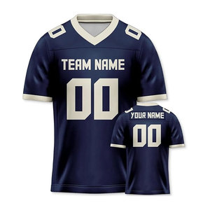 Camiseta de fútbol americano para hombre de poliéster azul marino personalizada OEM conjunto de ropa deportiva con estampado de números personalizados - Product Image 2