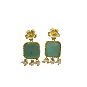new trend latest goldplated brass stone <b>Stud</b> <b>Earring</b> Stone 18K Gold Plated <b>Earrings</b> women <b>fashion</b> jewelry <b>earrings</b> women - Product Image 1