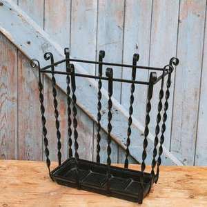 Seau à parapluie en forme de panier en métal noir design antique pour la décoration intérieure de la maison Lobbies Accessoires Fournitures - Product Image 3