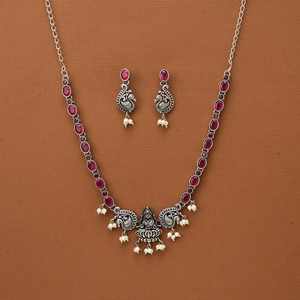 Conjunto de collar y aretes de pavo real clásico para mujer con cristal chapado oxidado de latón y diamantes de imitación para bodas/fiestas - Product Image 3