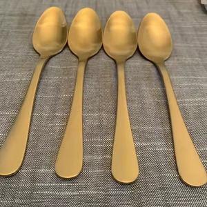 Cuillères à café en acier inoxydable plaqué or design vintage, lot de 3 poignées en forme de feuille, parfaites pour une utilisation directe dans la cuisine de mariage - Product Image 5