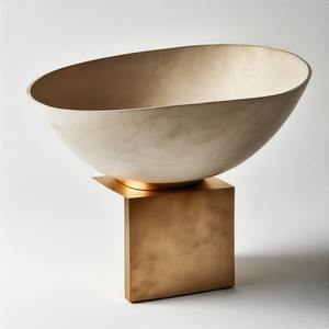 Bol de service profond trône doré de forme ronde personnalisée pour la décoration de service de mariage d'hôtel à la maison - Product Image 4