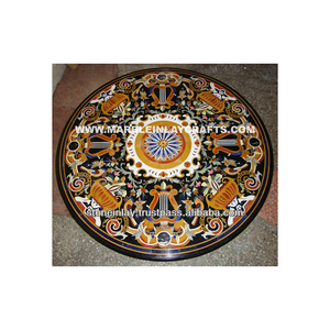 ทำด้วยมือหินอ่อนสีดำโต๊ะรับประทานอาหารด้านบน - Product Image 1