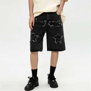 Short en jean personnalisé pour hommes Short en jean de coupe décontractée d'été pour hommes avec poches Jean court en jean droit à boutons - Product Image 1