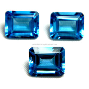 หินเจียรเพชรสวิสสีฟ้าธรรมชาติ,มรกตตัดบุษราคัมพลอยเหลี่ยมเพชรพลอยคุณภาพสูง - Product Image 5