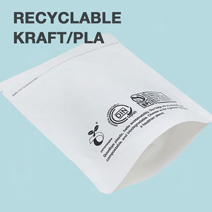 Pochette refermable personnalisée blanche, écologique, compostable, imperméable, avec fermeture éclair pour le stockage des aliments, option de logo personnalisé - Product Image 4